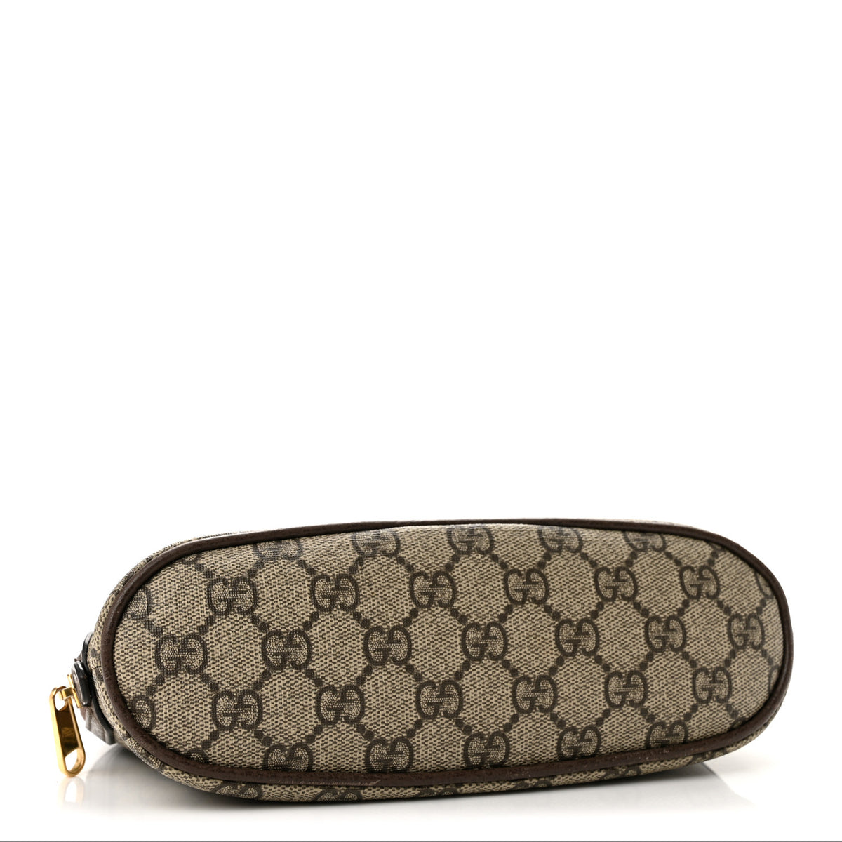 GG Supreme Monogram Textured Calfskin Web Large Ophidia Cosmetic Case Beige Ebony New Acero