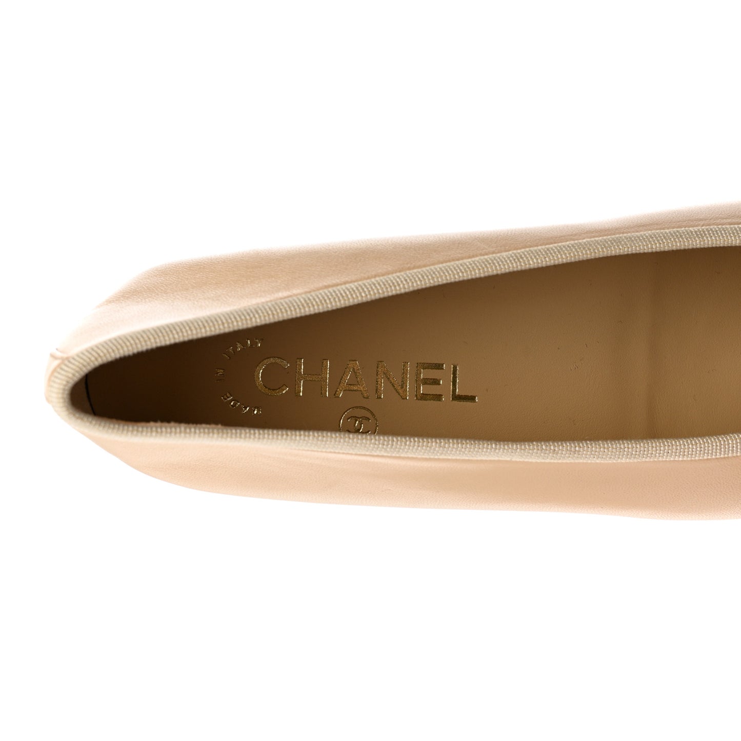 Lambskin Cap Toe CC Ballerina Flats 38 Beige Black