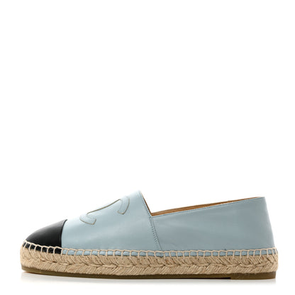 Chanel Lambskin CC Espadrilles 41 Light Blue Black 1 of 9