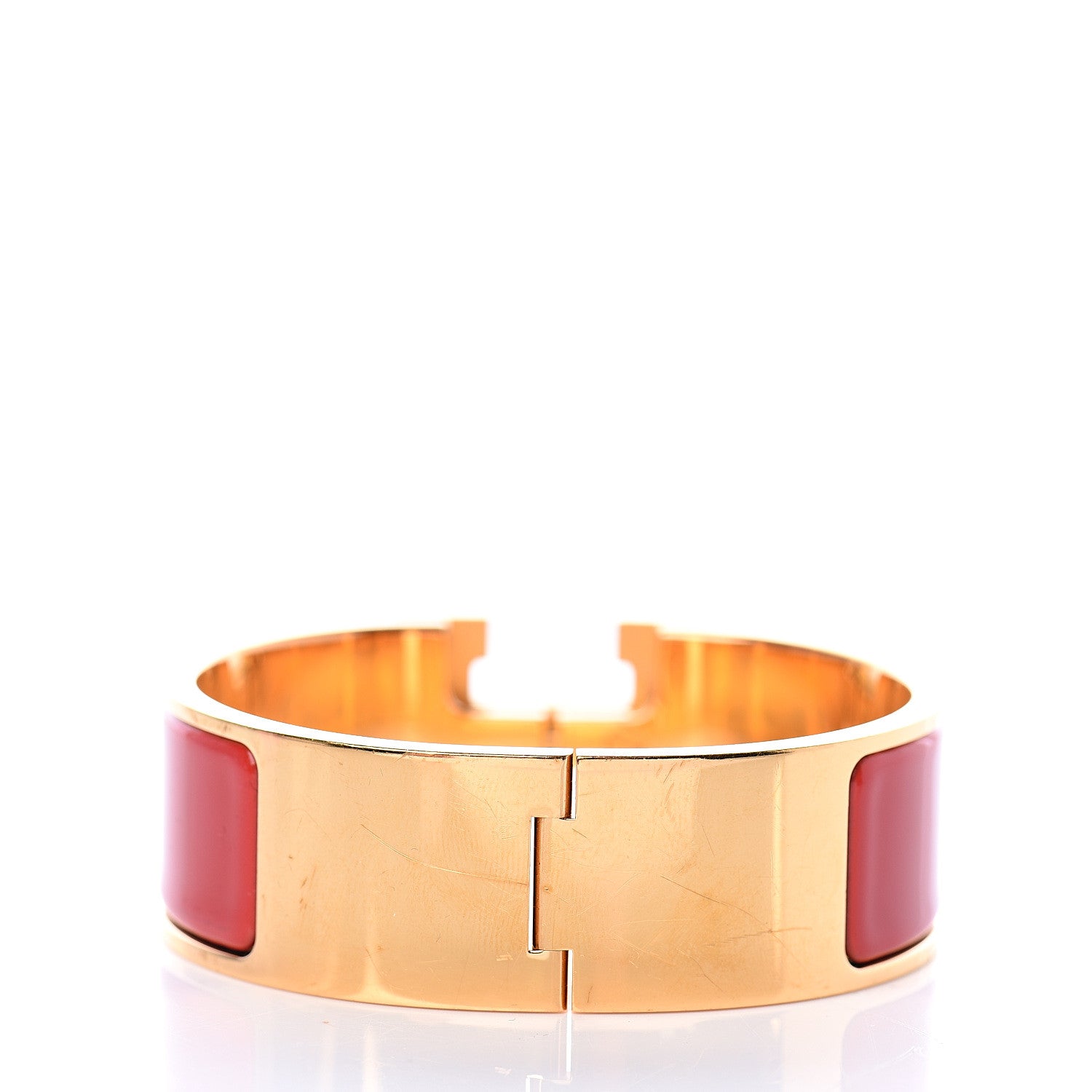 Hermes Enamel Wide Clic Clac H Bracelet PM Red 2 of 4