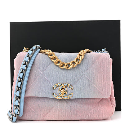 Chanel Denim Quilted Medium Chanel 19 Flap Blue Pink 11 of 11