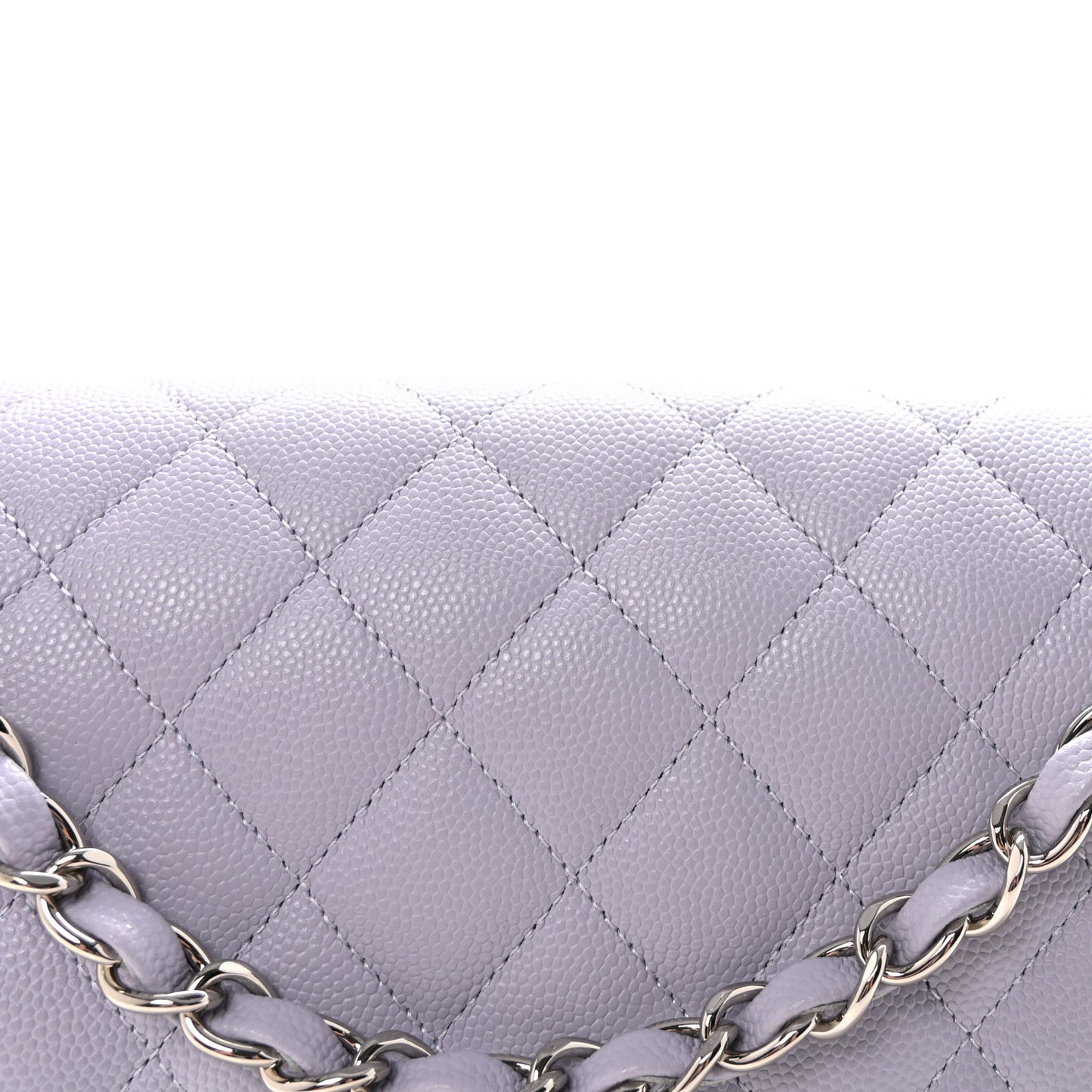 Caviar Quilted Medium Double Flap Light Purple