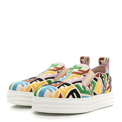 Fendi X SARA COLEMAN Canvas FF Vertigo Embroidered Womens Rise Slip On Sneakers 36 Grezzo Multicolor 3 of 9
