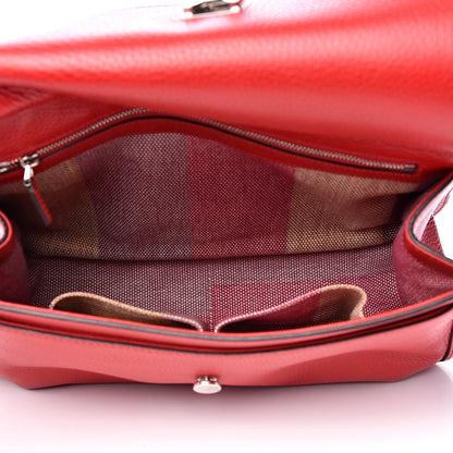 Gucci Pebbled Calfskin Medium Bamboo Daily Flap Shoulder Bag Red 4 of 11