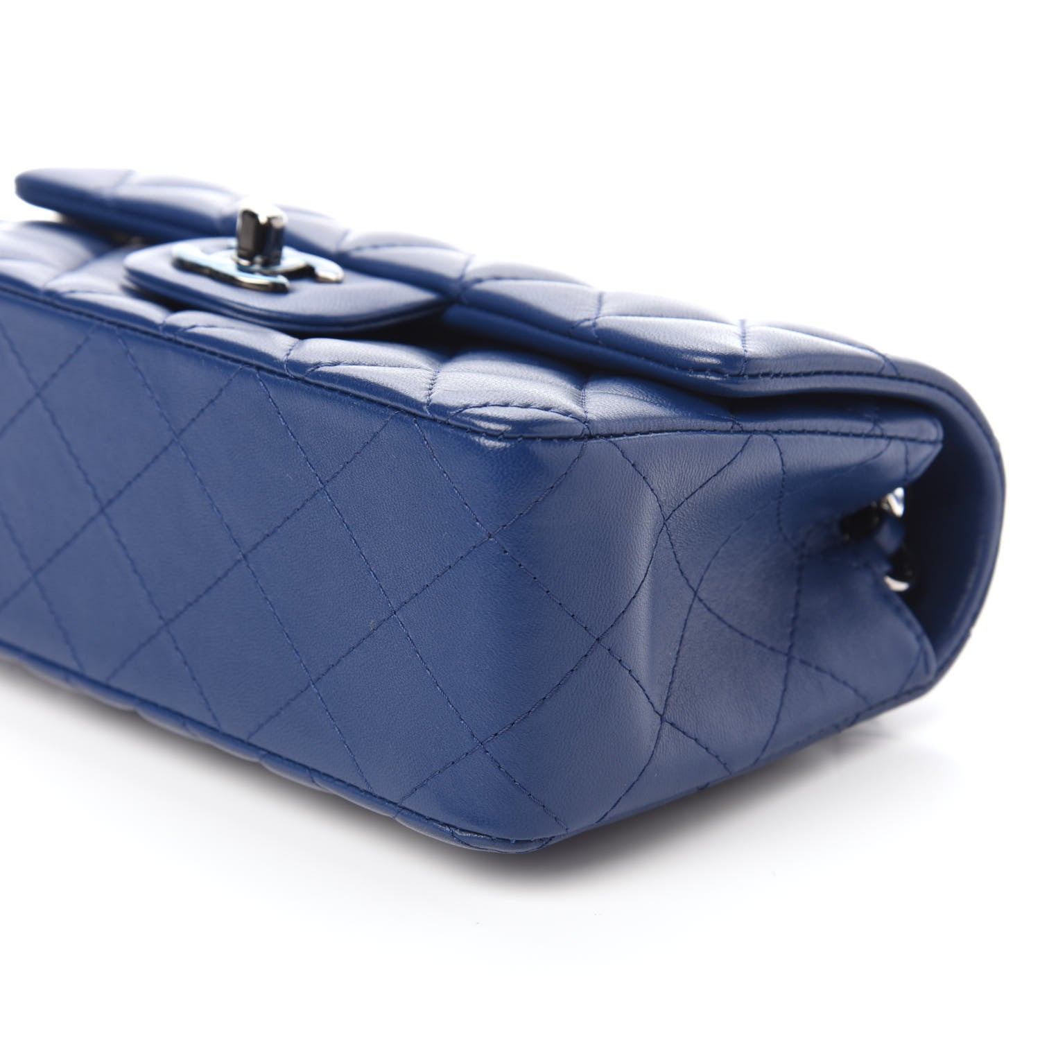 Chanel Lambskin Quilted Mini Rectangular Flap Dark Blue 7 of 11