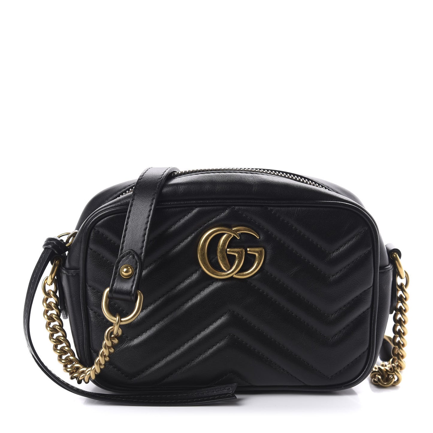 Calfskin Matelasse Mini GG Marmont Chain Shoulder Bag Black