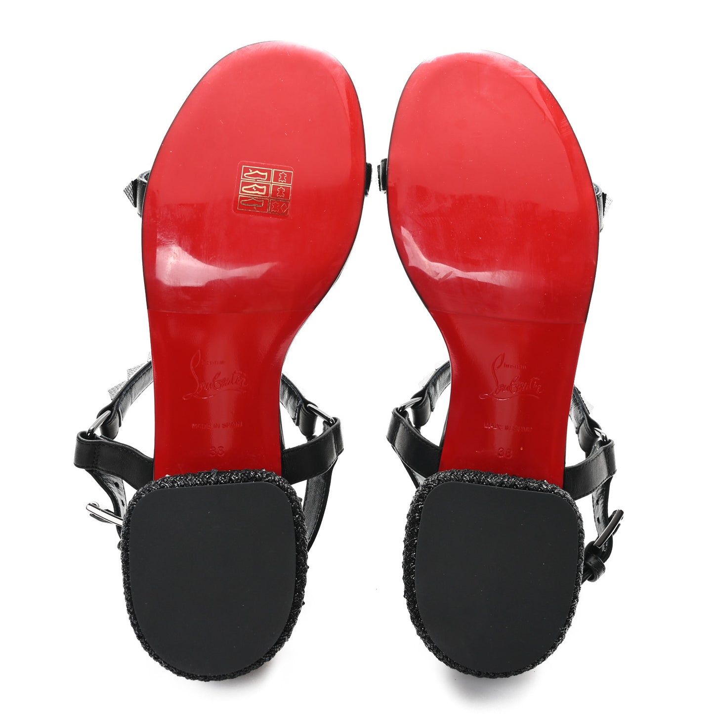 Waxed Calfskin Pyrasand 30mm Strappy Sandals 38 Black