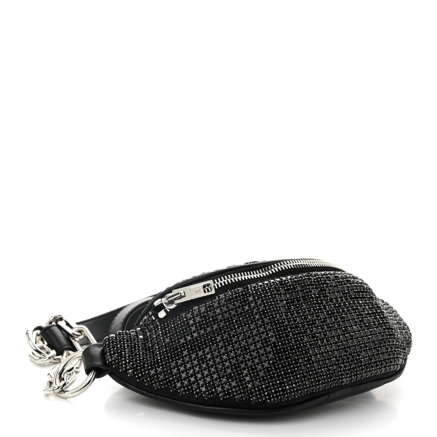 Rhinestone Mesh Mini Attica Belt Bag Black