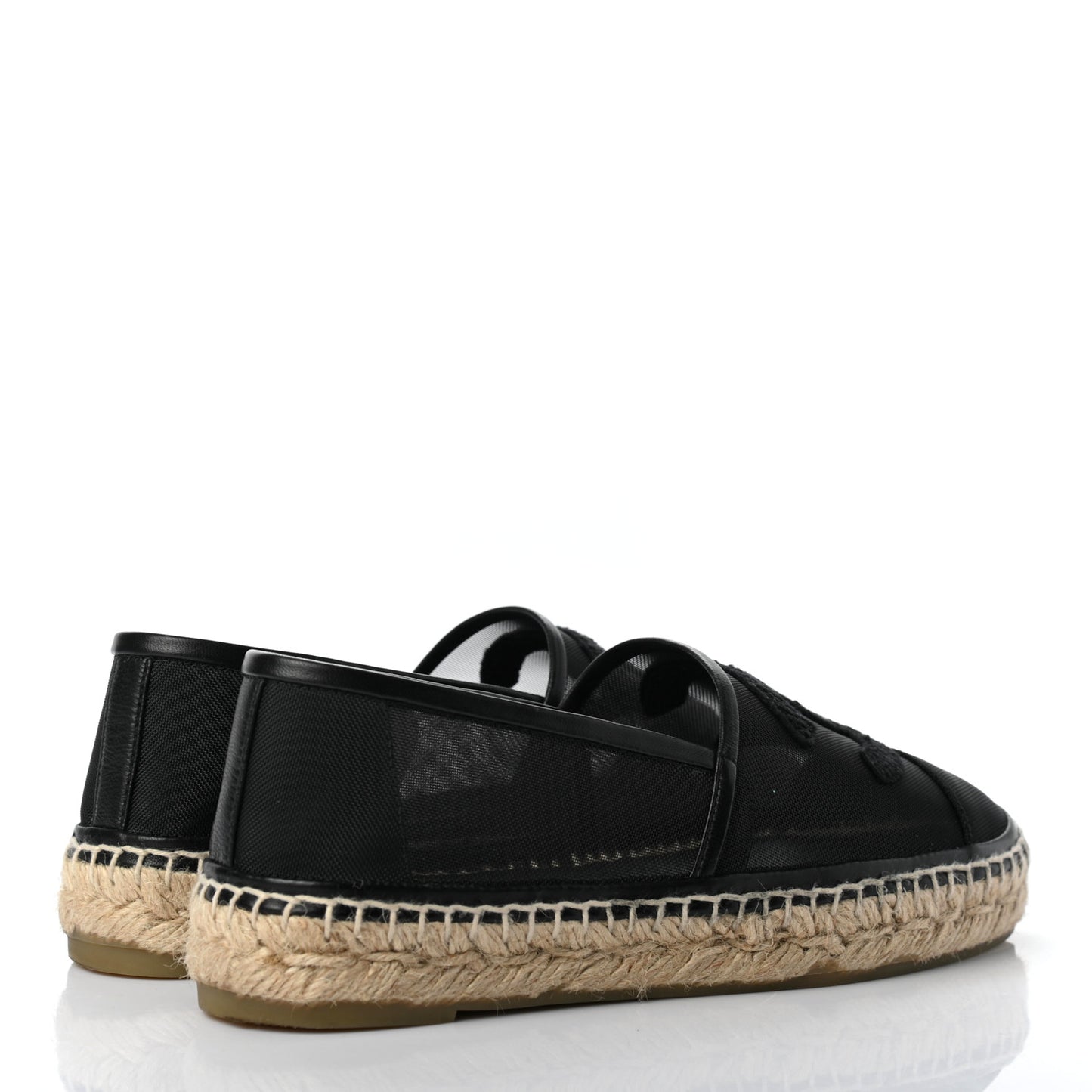 Mesh Grosgrain CC Espadrilles 36 Black