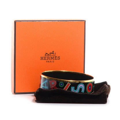 Hermes Enamel Printed Wide Tohu Bohu Bracelet Black 62 6 of 6
