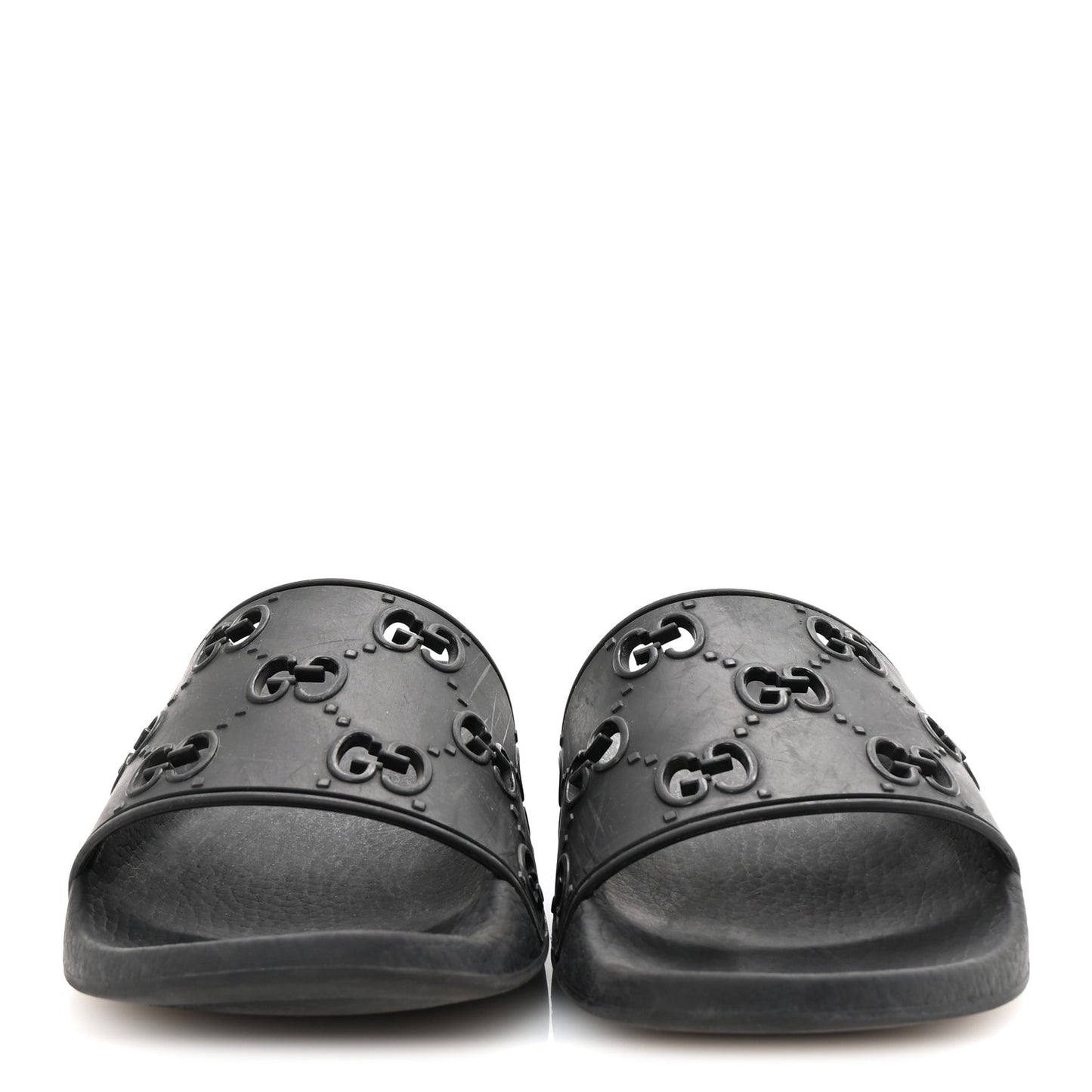 Rubber GG Monogram Perforated Womens Slide Sandals 40 Black