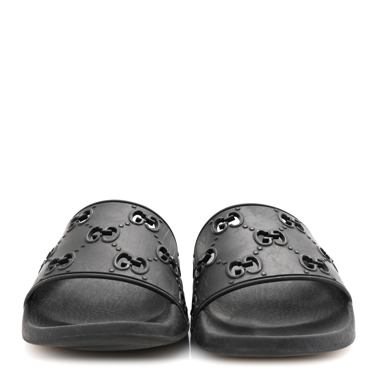 Gucci Rubber GG Monogram Perforated Womens Slide Sandals 40 Black 3 of 8