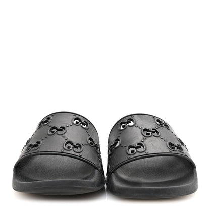 Gucci Rubber GG Monogram Perforated Womens Slide Sandals 40 Black 3 of 8