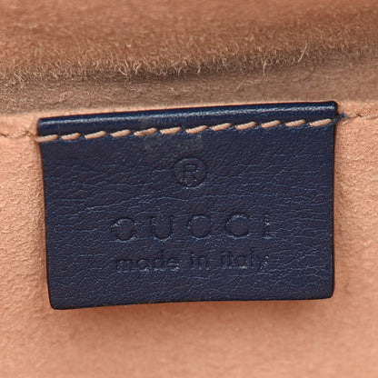 Gucci Calfskin Matelasse GucciGhost Small GG Marmont Chain Shoulder Bag Blue Agata Hibiscus Red 6 of 9