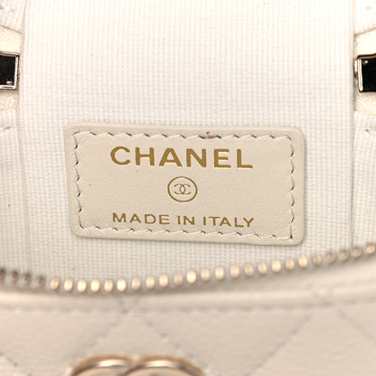 Chanel Caviar Quilted Small Handle With Care Vanity Case With Chain White 6 of 10