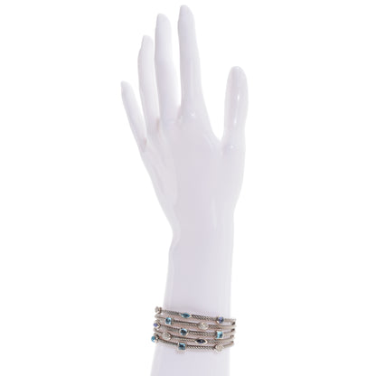 David Yurman Sterling Silver Diamond Blue Topaz Iolite Confetti Five Row Bracelet 2 of 7
