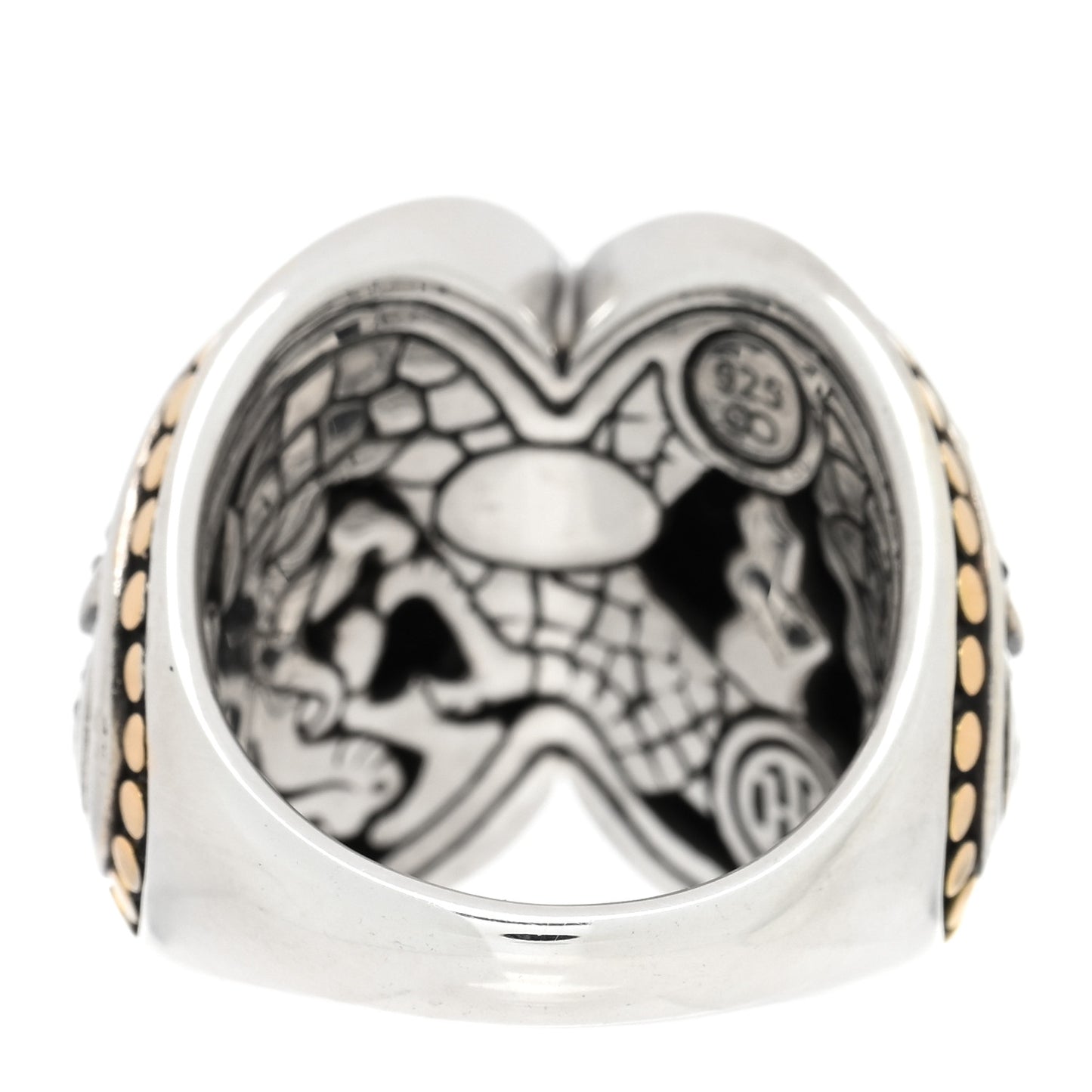 Sterling Silver 18K Yellow Gold Black Sapphire Crossover Naga Ring 54 7