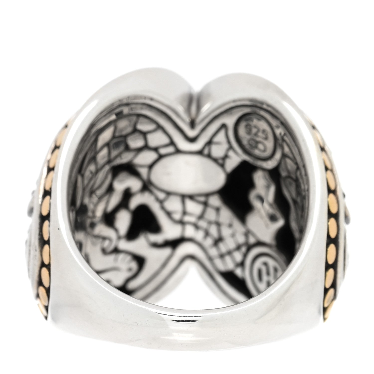 John Hardy Sterling Silver 18K Yellow Gold Black Sapphire Crossover Naga Ring 54 7 3 of 4