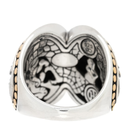 John Hardy Sterling Silver 18K Yellow Gold Black Sapphire Crossover Naga Ring 54 7 3 of 4