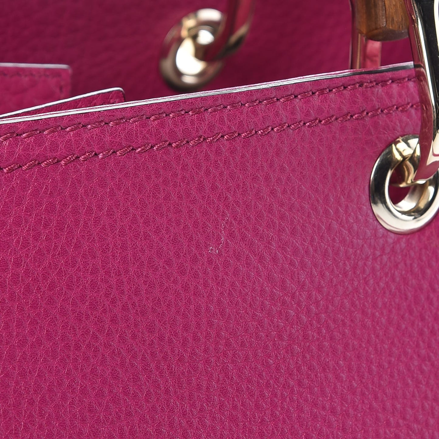 Pebbled Calfskin Medium Bamboo Shopper Tote Bright Bougainvillea