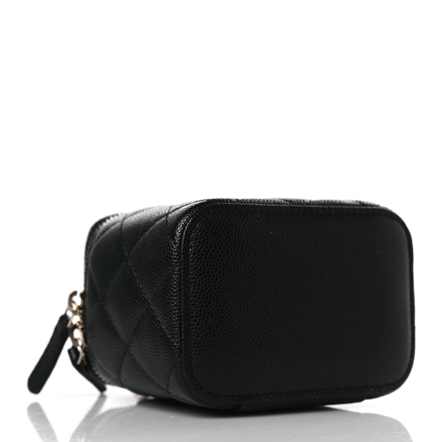 Caviar Quilted Mini Vanity Case With Chain Black