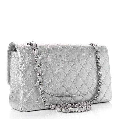 Chanel Glittered Metallic Caviar Quilted Medium Double Flap Silver 3 of 10