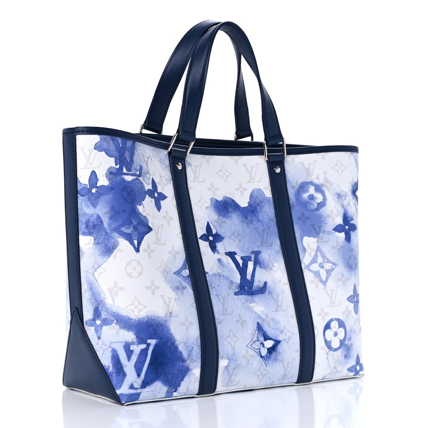 Monogram Watercolor Weekend Tote PM Blue