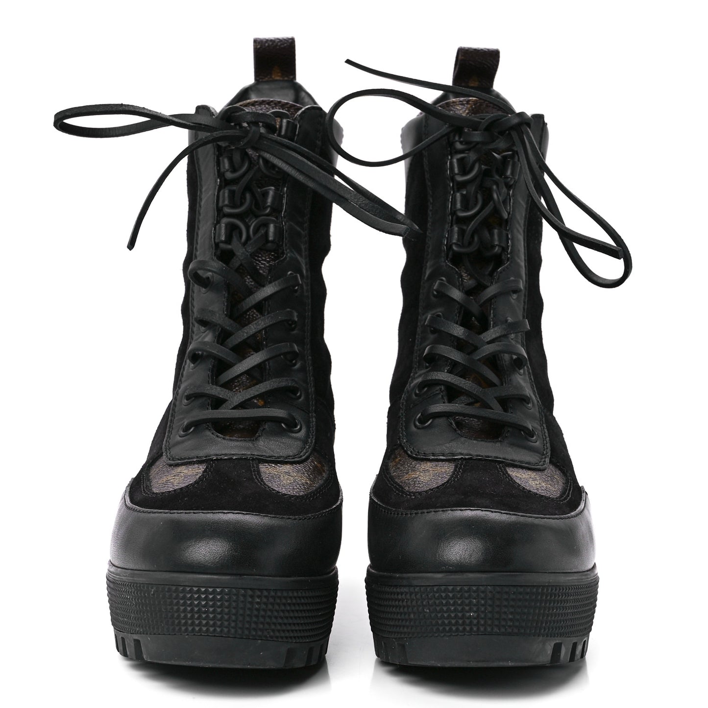 Suede Calfskin Monogram Laureate Platform Desert Boots 39.5 Black