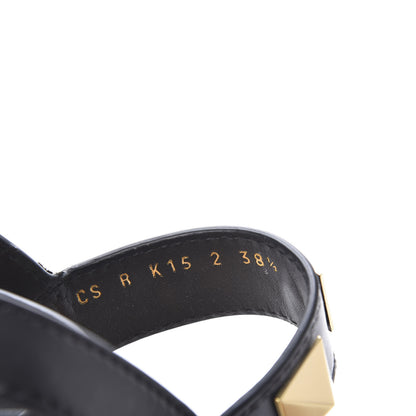 Valentino Garavani Calfskin Macro Rockstud Ankle Strap 100mm Sandals 38.5 Black 9 of 10