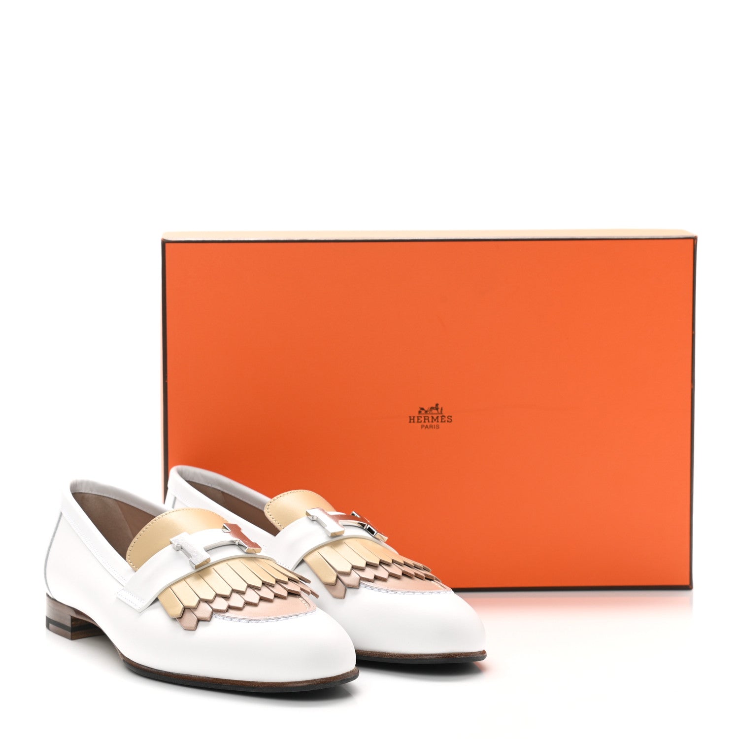 Hermes Goatskin Womens Royal Loafers 36 Multicolor White 9 of 9