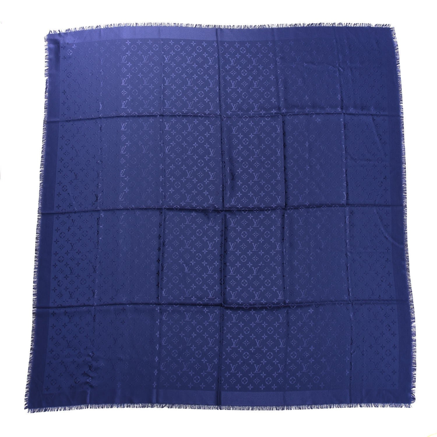 Louis Vuitton Silk Wool Monogram Shawl Night Blue 1 of 7