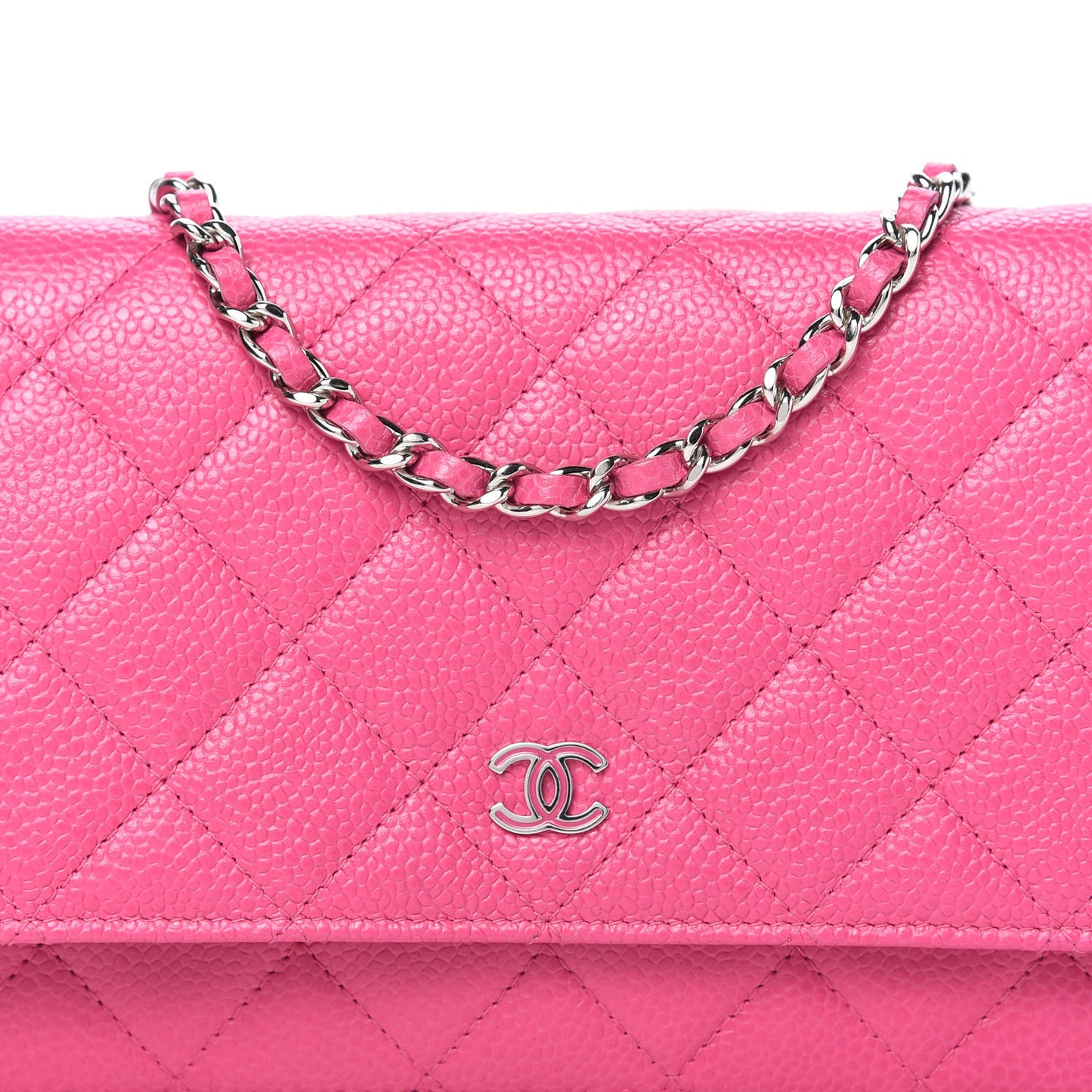Caviar Quilted Wallet on Chain WOC Pink