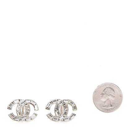 Chanel Baguette Crystal CC Earrings Silver 2 of 4
