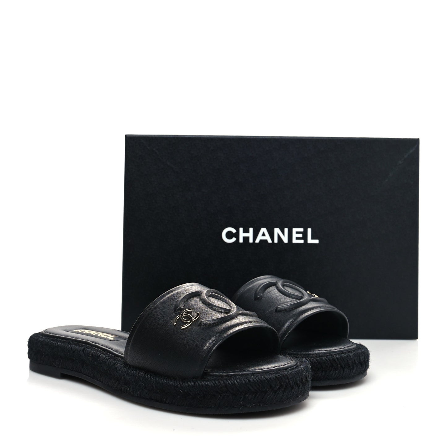 Lambskin Espadrille Mule Sandals 39 Black