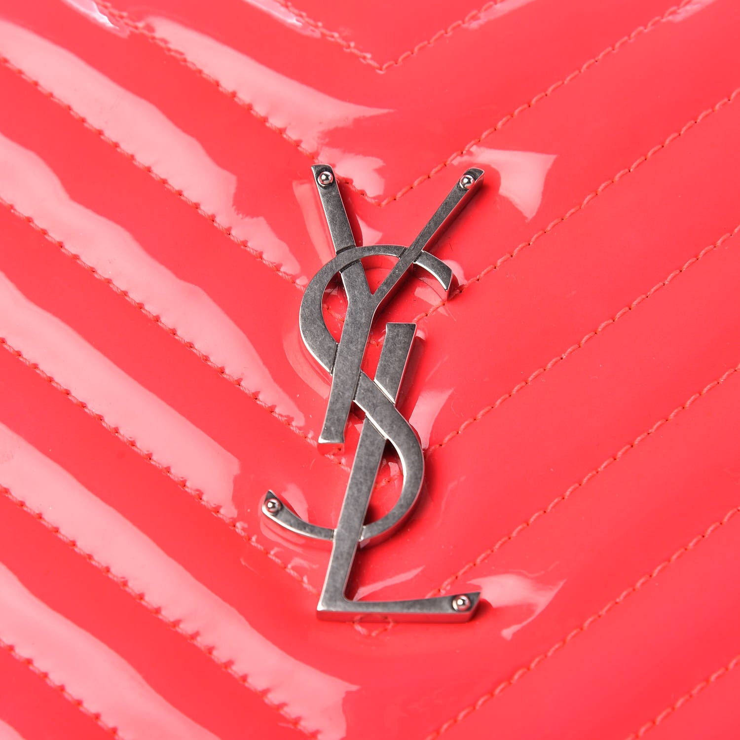 Saint Laurent Patent Calfskin Matelasse Monogram Lou Camera Bag Neon Pink 7 of 9