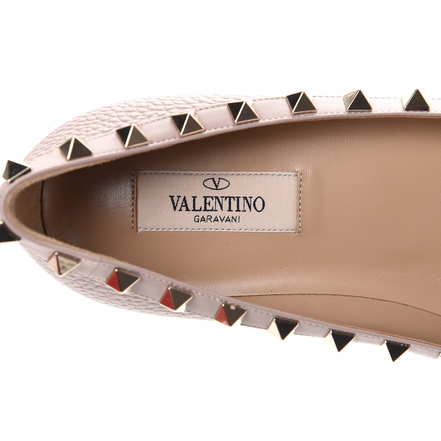 Valentino Garavani Pebbled Calfskin Rockstud Ballerina Flats 36.5 Poudre 7 of 8