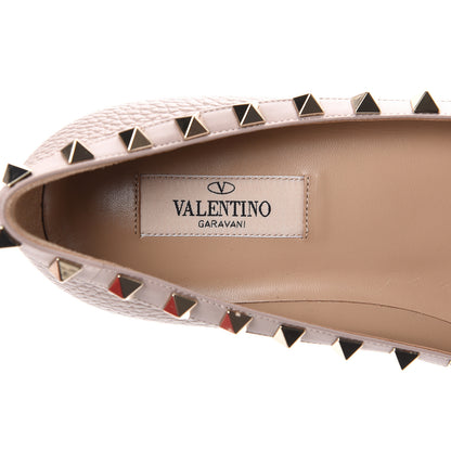 Valentino Garavani Pebbled Calfskin Rockstud Ballerina Flats 36.5 Poudre 7 of 8