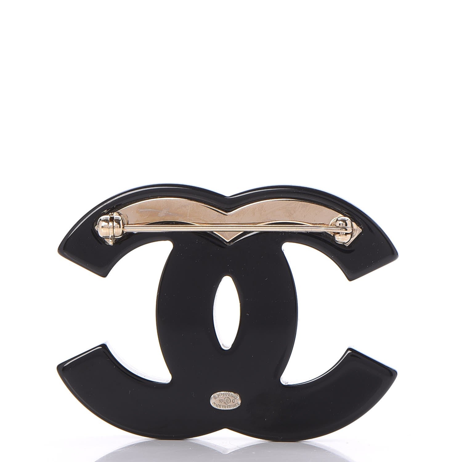 Chanel Resin Pearl Enamel Flower CC Brooch Gold Black Blue 3 of 5