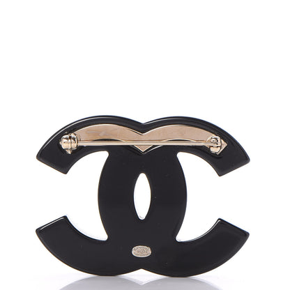 Chanel Resin Pearl Enamel Flower CC Brooch Gold Black Blue 3 of 5