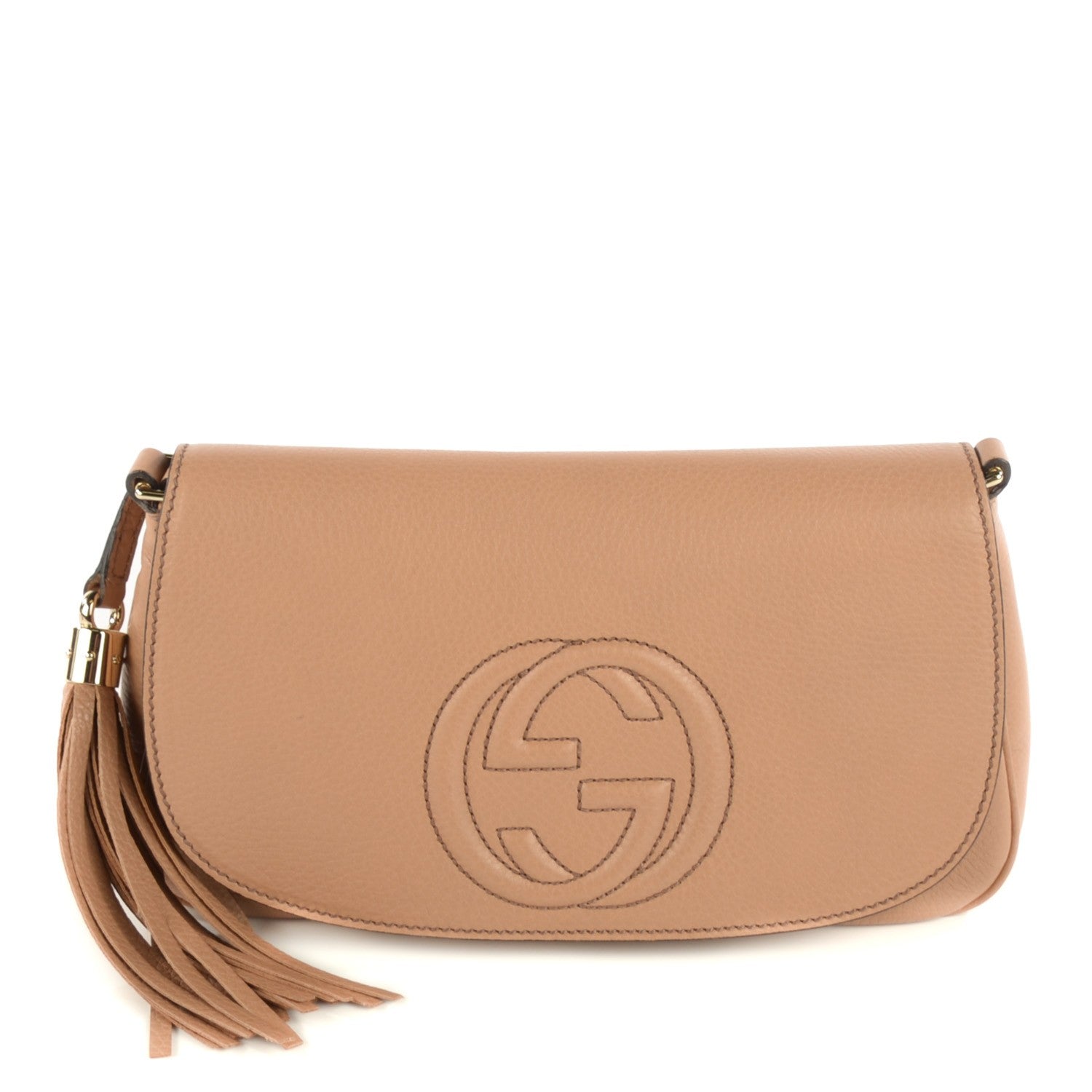 Gucci Pebbled Calfskin Medium Soho Flap Crossbody Camelia 1 of 7