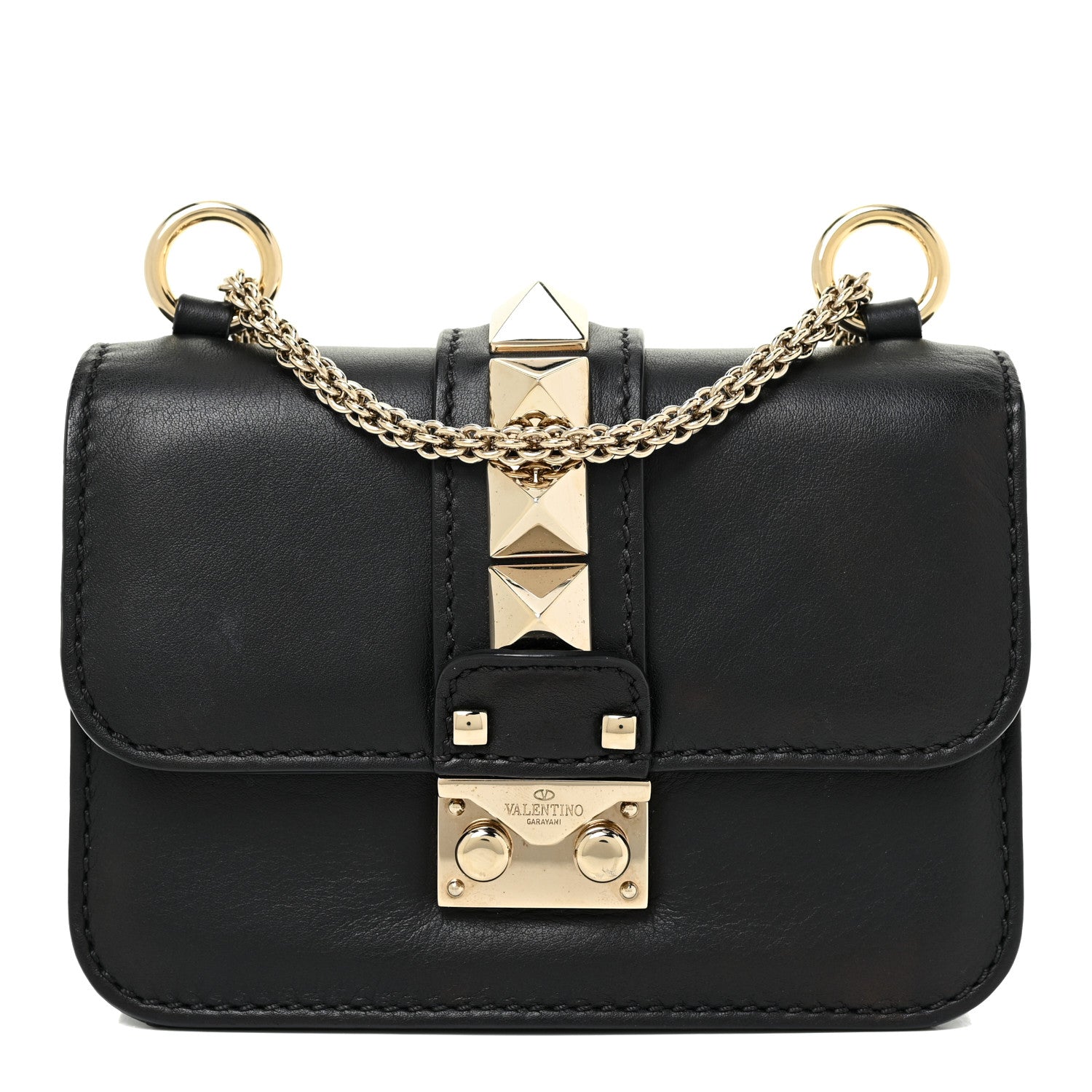 Valentino Garavani Vitello Mini Glam Lock Rockstud Flap Black 1 of 12