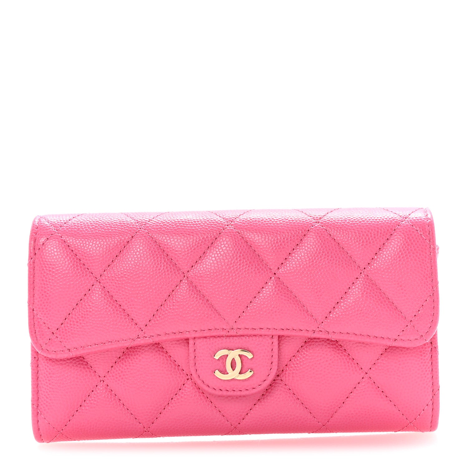 Chanel Caviar Quilted Medium Gusset Flap Wallet Pink 1 of 8