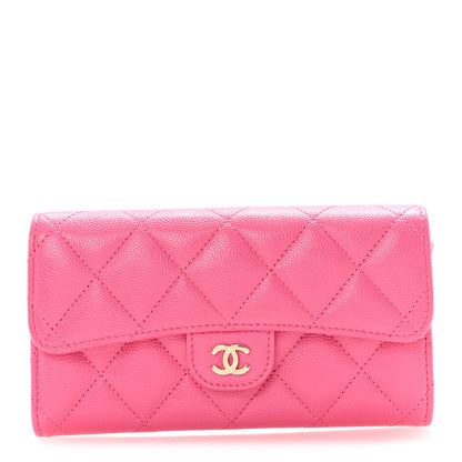 Chanel Caviar Quilted Medium Gusset Flap Wallet Pink 1 of 8