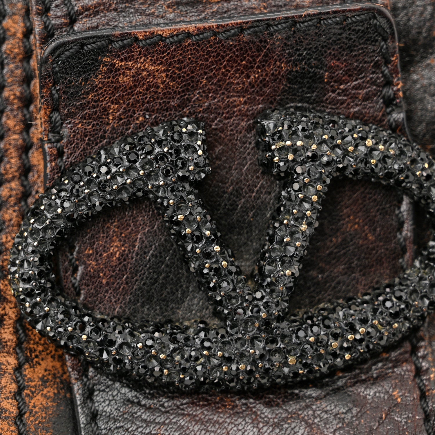 Valentino Garavani Distressed Calfskin VLogo Shoulder Bag Brown 12 of 25