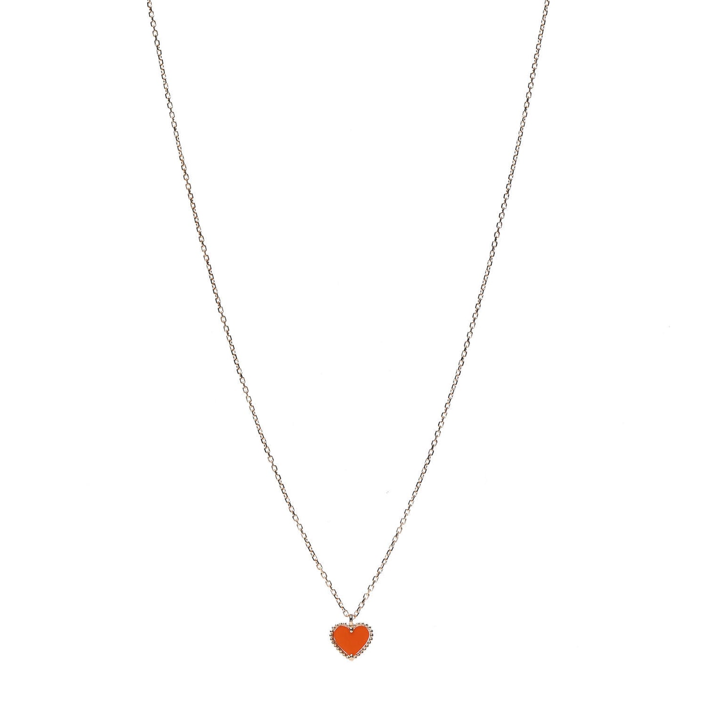 18K Rose Gold Carnelian Sweet Alhambra Heart Pendant Necklace