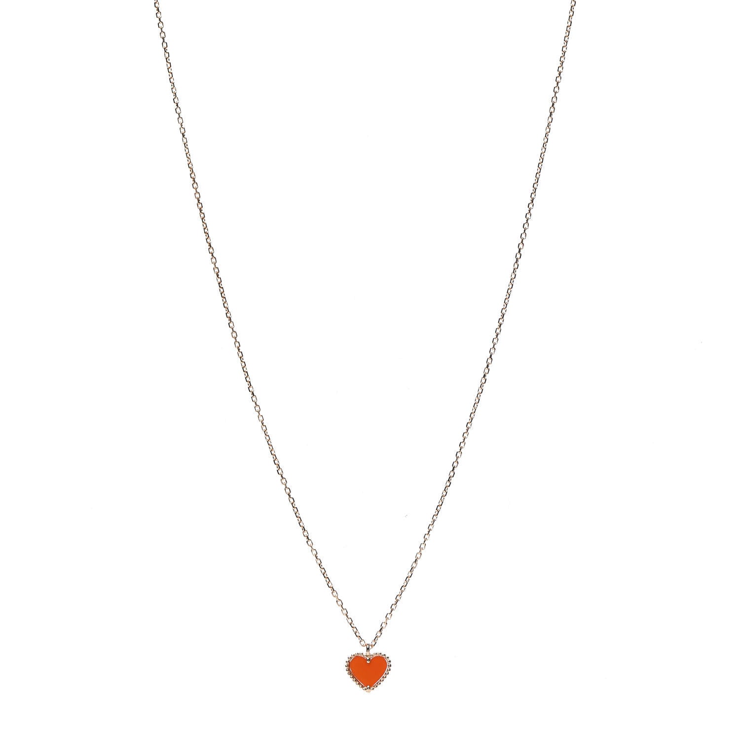 Van Cleef & Arpels 18K Rose Gold Carnelian Sweet Alhambra Heart Pendant Necklace 1 of 7