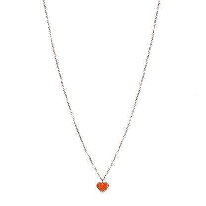 Van Cleef & Arpels 18K Rose Gold Carnelian Sweet Alhambra Heart Pendant Necklace 1 of 7