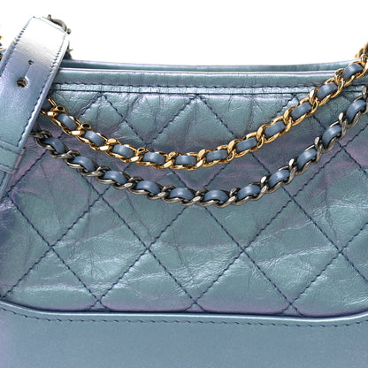 Chanel Iridescent Lambskin Calfskin Quilted Small Gabrielle Hobo Blue 8 of 11