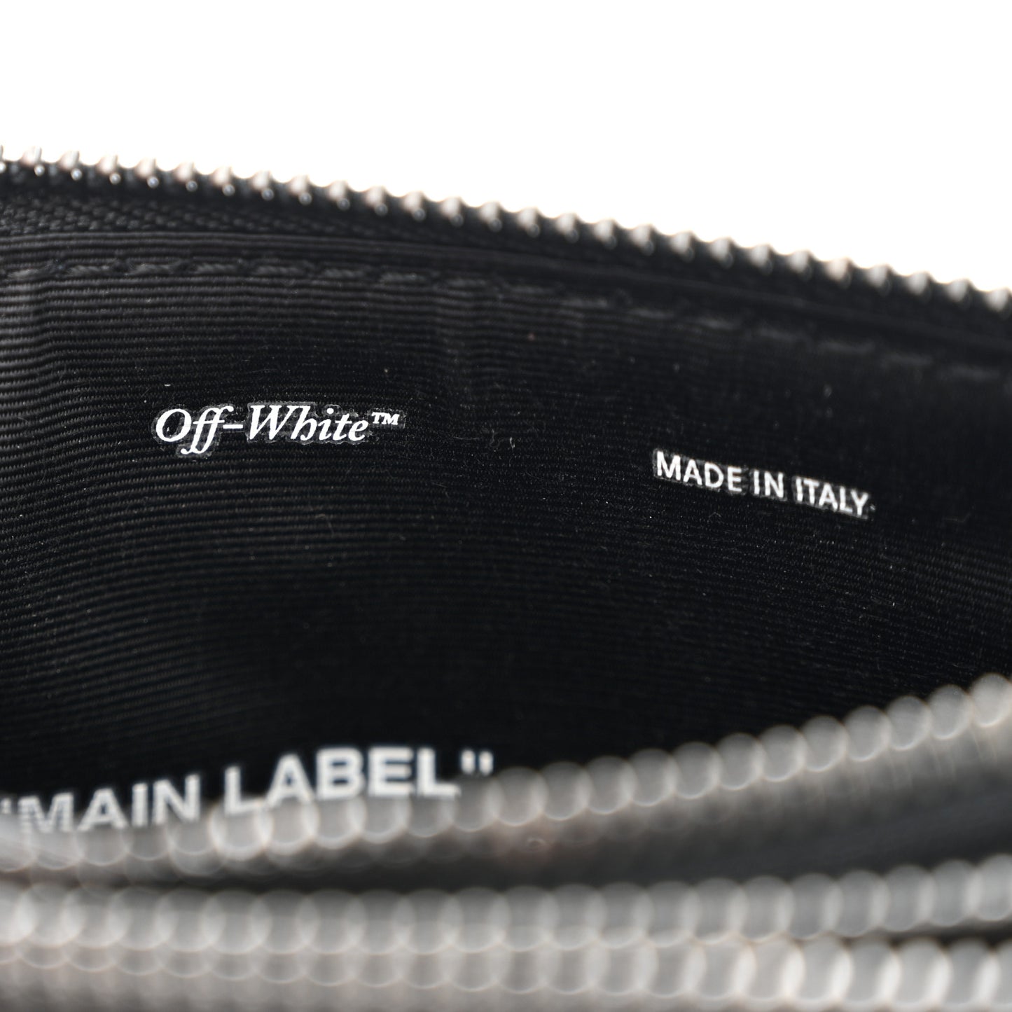 Saffiano Striped Diag Flat Pouch Black White