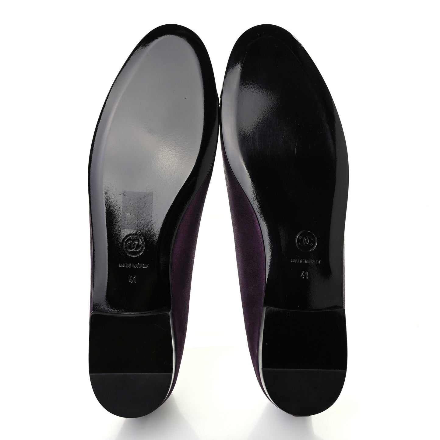 Metallic Lambskin Cap Toe CC Ballerina Flats 41 Dark Plum
